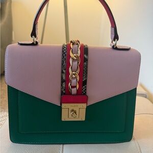 Aldo Two-Tone Pink and Green Satchel